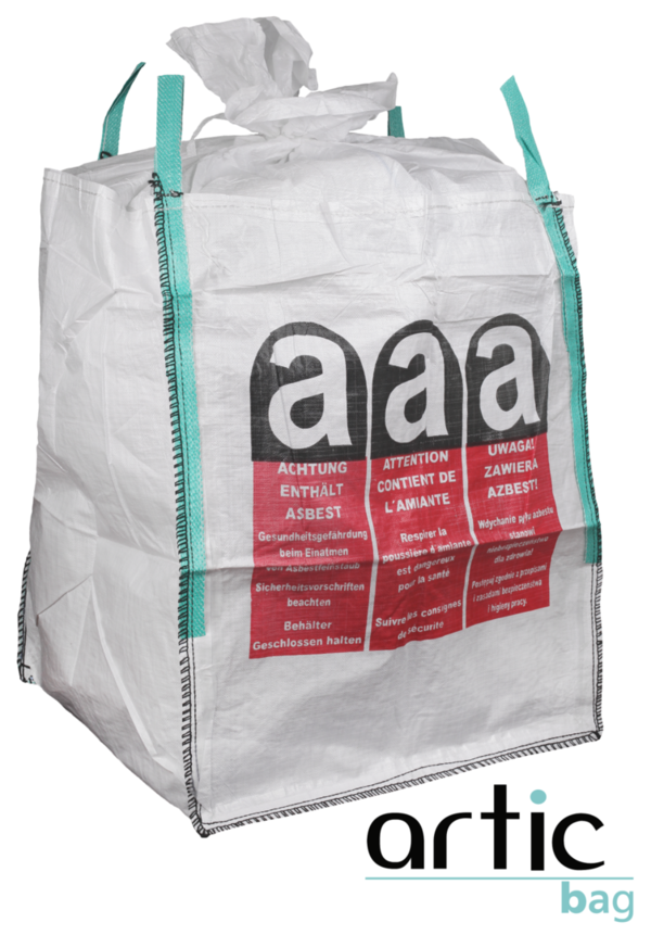 Asbest-Bag mit Schürze von artic® | 90 x 90 x 110 cm | mit Asbest-Warndruck | ab € 4,97