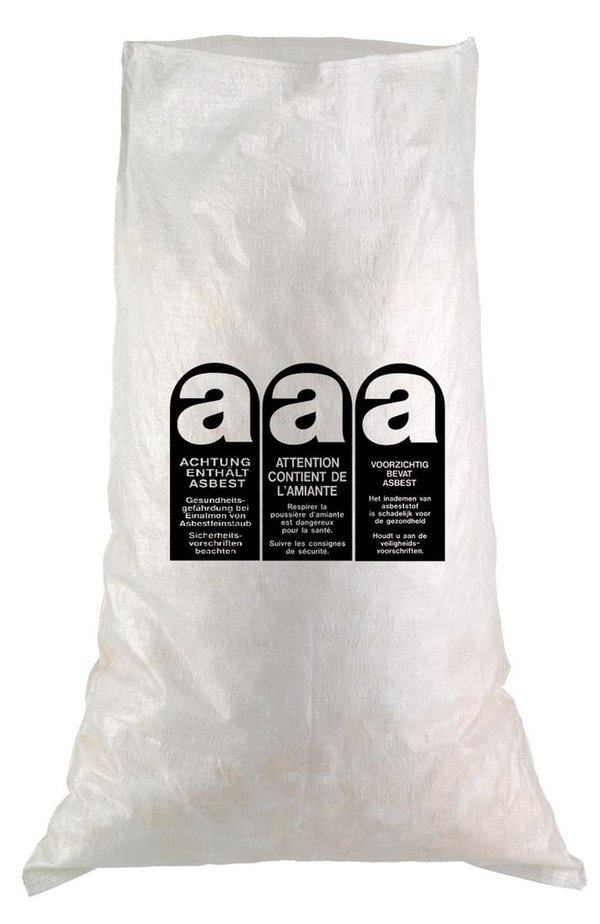 LDPE-Sack mit Asbest-Warndruck | 90 x 130 cm | ca. 210 Liter | ab € 0,84
