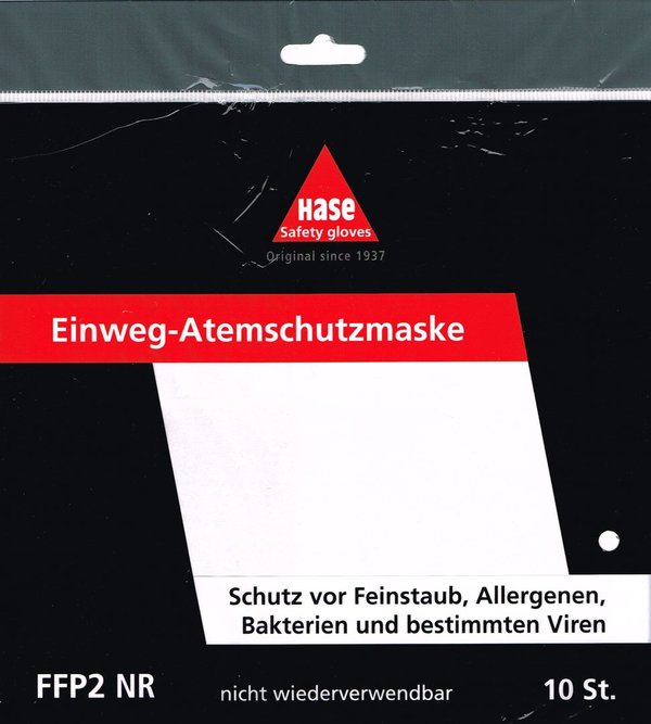 Atemschutz-Faltmaske von HASE® | FFP 2 NR | EN 149 mit Zertifikat | CE0099 | ab € 0,21