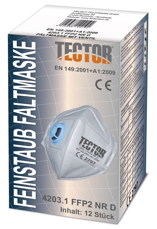 Feinstaub-Faltmaske von TECTOR® | FFP2 mit Ausatmungsventil | ab € 0,62