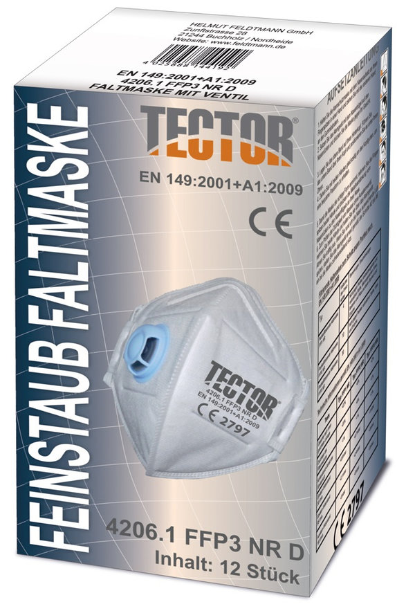 Feinstaub-Faltmaske von TECTOR® | FFP3 mit Ausatmungsventil | ab € 1,17