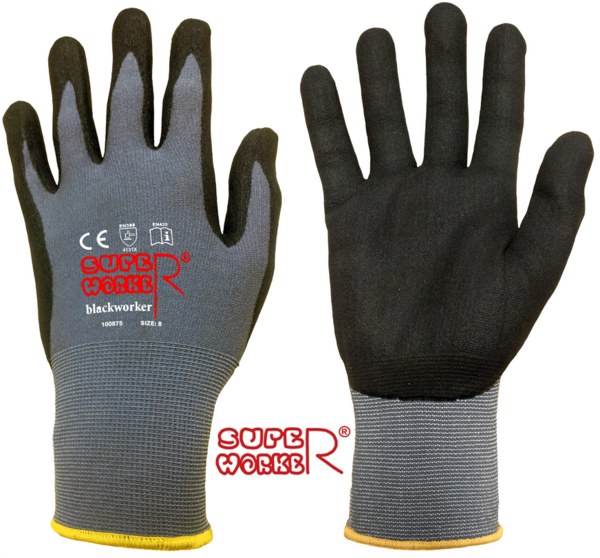 Montage-Handschuh BLACKWORKER von SUPER WORKER® | Gr. 7 (S) bis 11 (XXL) | ab € 1,56