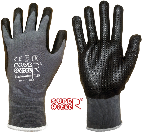 Montage-Handschuh BLACKWORKER PLUS von SUPER WORKER® | Gr. 7 (S) bis 11 (XXL) | ab € 1,37