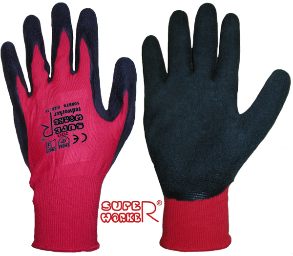 Latex-Handschuh REDWORKER von SUPER WORKER® | Gr. 7 (S) bis 11 (XXL) | ab € 0,79